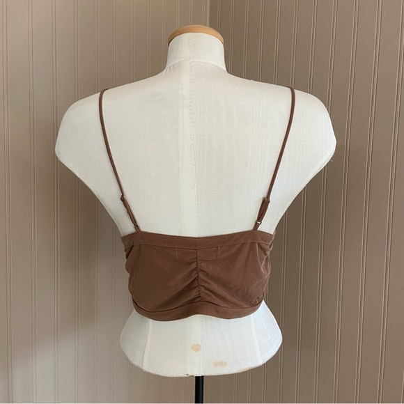 URBAN OUTFITTERS Chocolate Brown Corset Crop Top Women’s Size Large - Picture 2 of 6